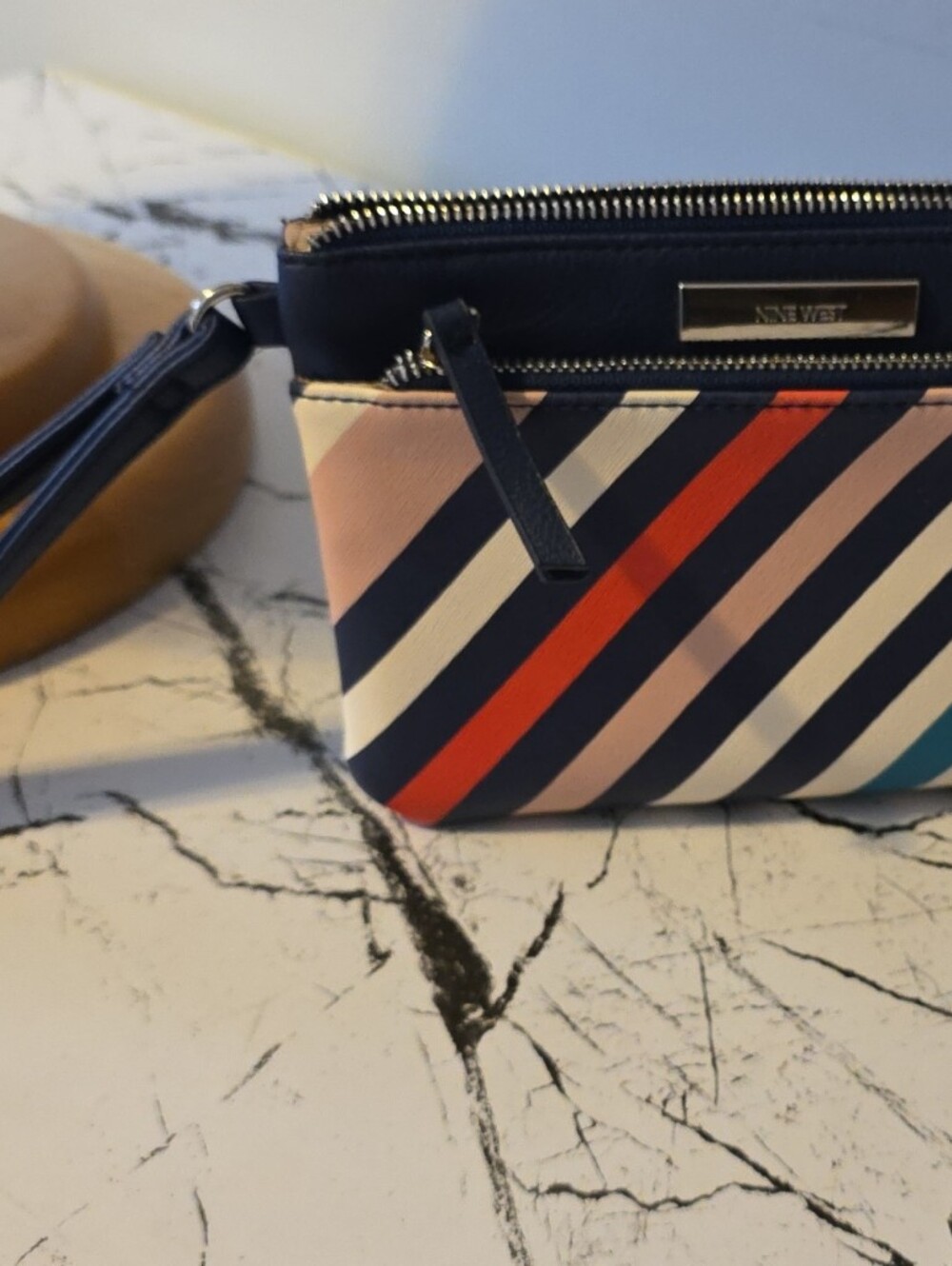 Nine West Striped Wristlet Wallet - Navy, Pink, Red, Teal